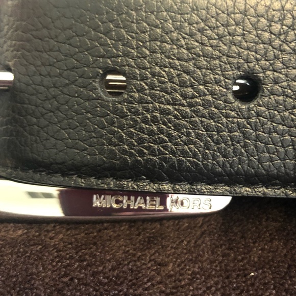 Michael Kors Black Leather Belt w/ Silver Buckle - Picture 3 of 14